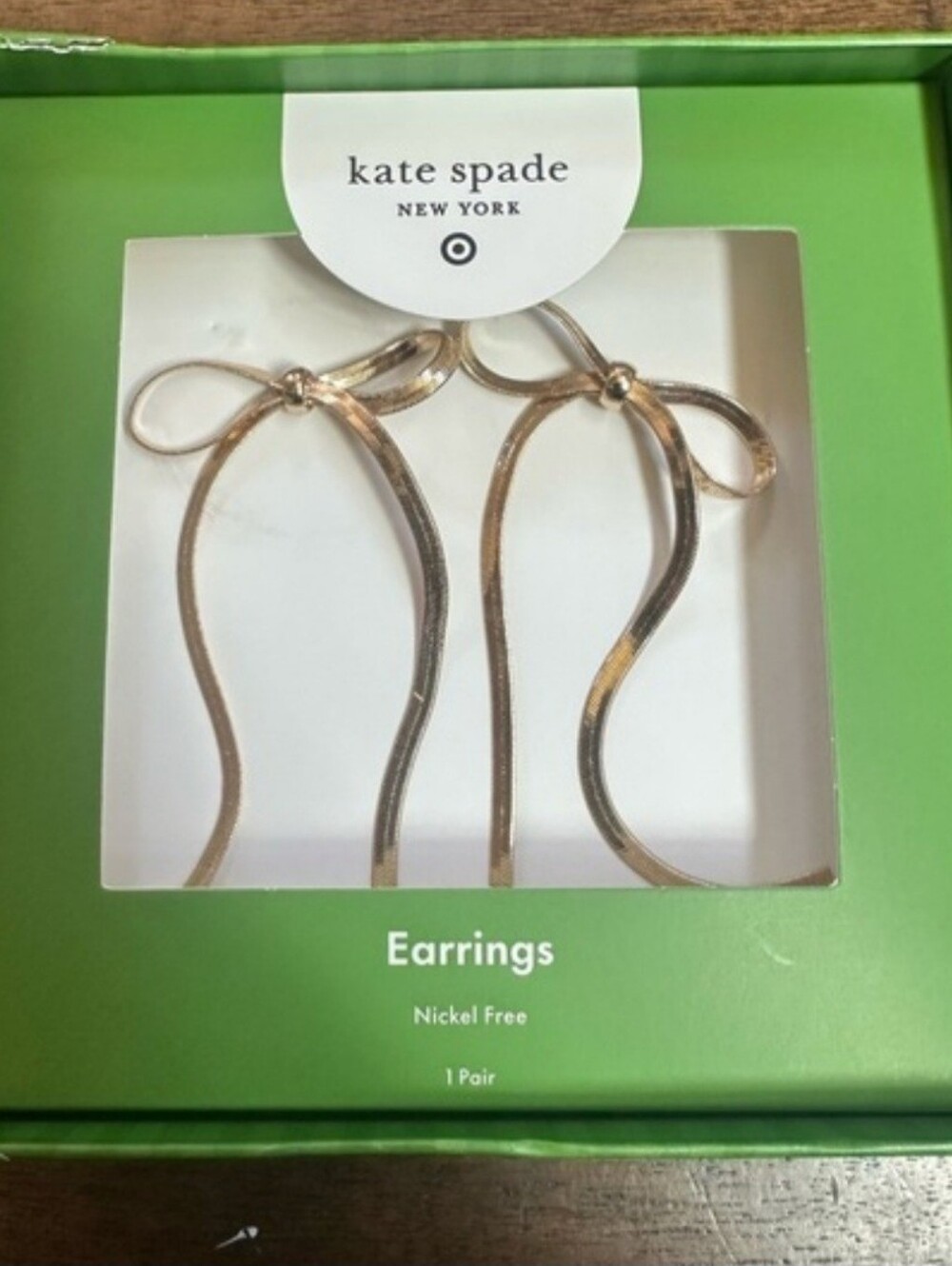 Kate Spade Metallic Gold Bow Drop Earrings